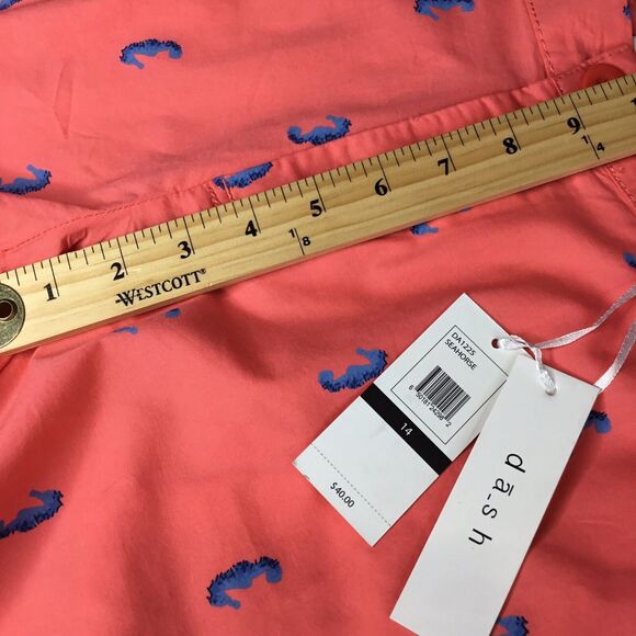 Chino Short Women's Size 14 Orange Chino Pockets Patterned Cotton Sea Horse - Picture 9 of 13